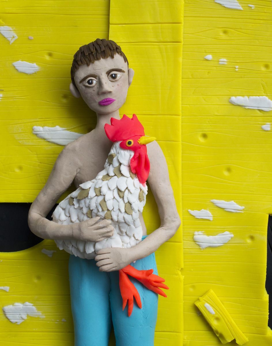 Original photograph: Eric with Rooster, 2001 by Shelby Lee Adams rendered in Play-Doh © Eleanor Macnair