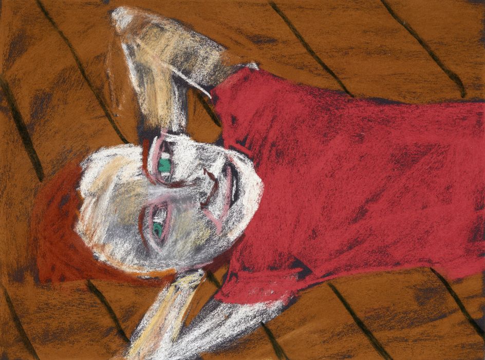 Chantal Joffe Vita Reclining, 2016 Pastel on paper 37.8 x 47.6 x 3.8 cm 14 7/8 x 18 3/4 x 1 1/2 in © Chantal Joffe Courtesy the artist and Victoria Miro, London / Venice