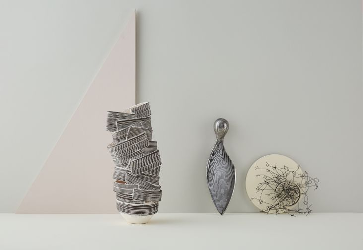 Sculpture by Bronwen Grieves, Sycamore Knife by Leszek Sikon, Explosion by Emma Strathdee. Photography by Yeshen Venema