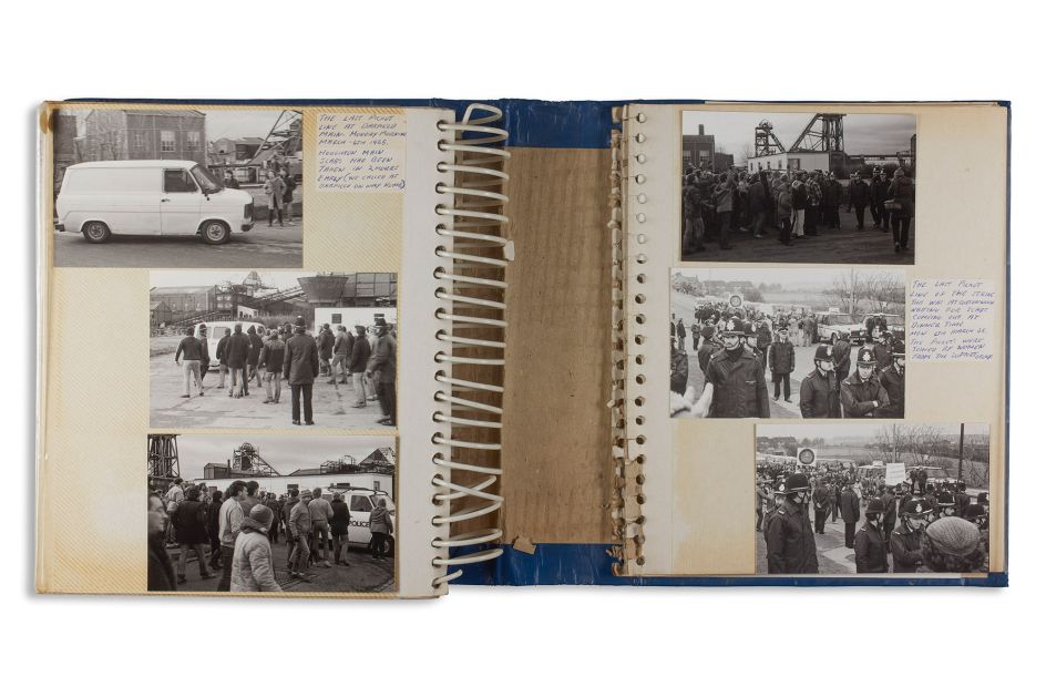 Spread from photo album by Philip Winnard titled NUM Strike 2, 1984-85 © Philip Winnard