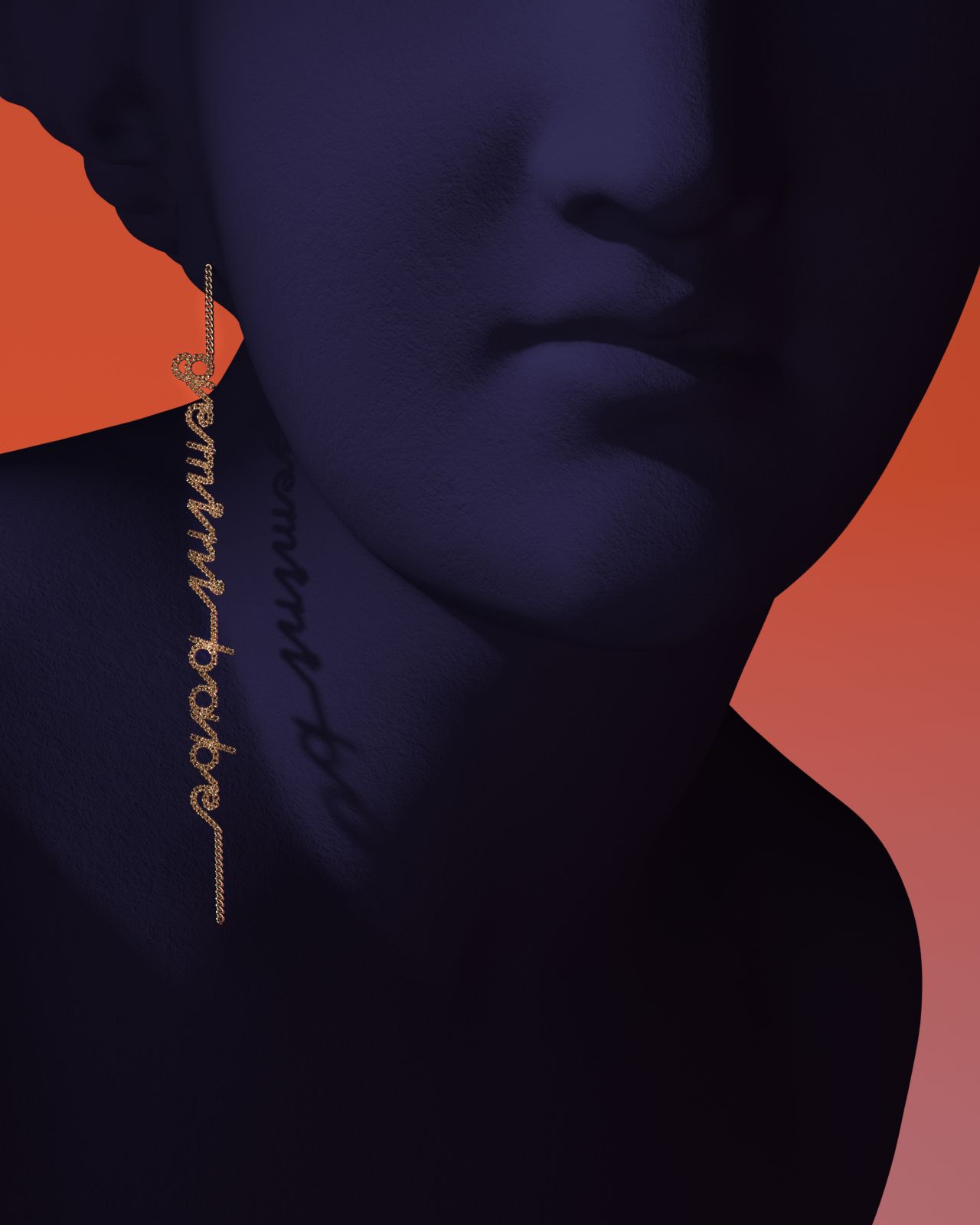 MIGLE x Hanzer Liccini, Letterchain earring, image by Marie Dommenget, 2021