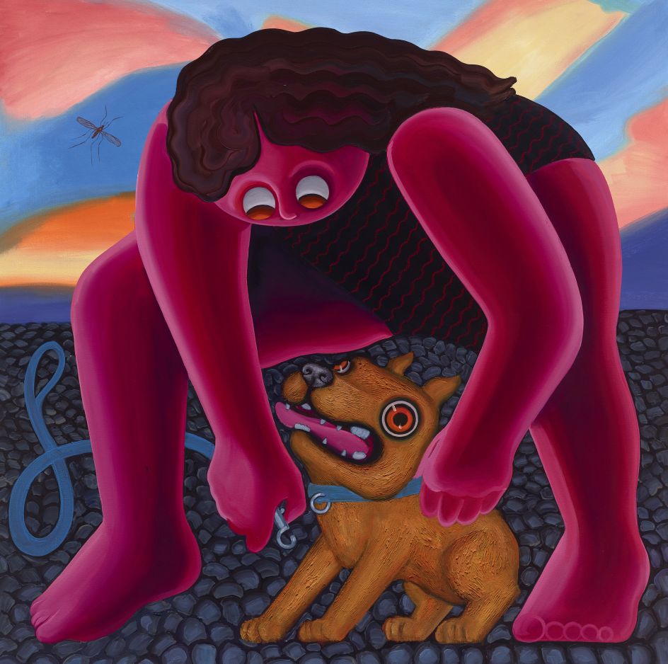 Putting on Dog Leash, 2022. Image courtesy the artist, Library Street Collective, Detroit; and albertz benda, New York and Los Angeles. Photo by Thomas Dubrock