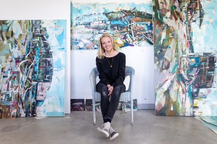 Katharine in her studio at Delta House Studios, located just next door to the site. All images courtesy of the artist and the Northcote Gallery. © Katharine Le Hardy