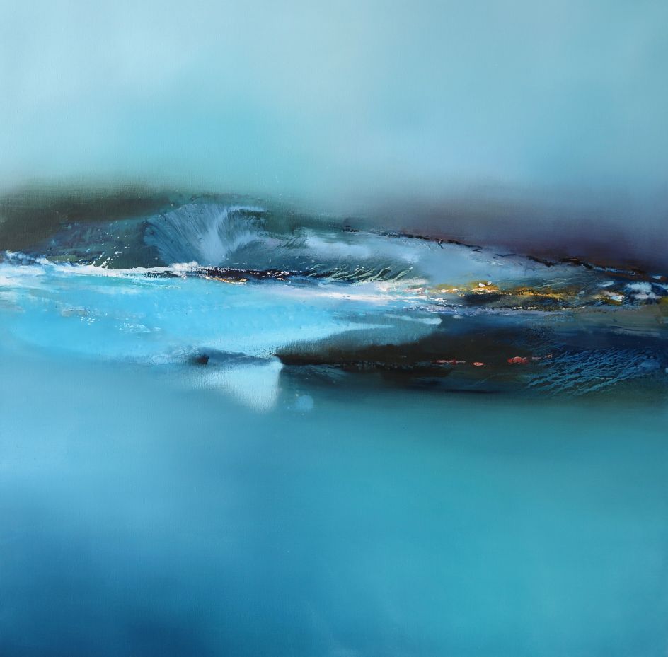 Sea Spray with Prussian, oil painting 2020 © Elaine Jones