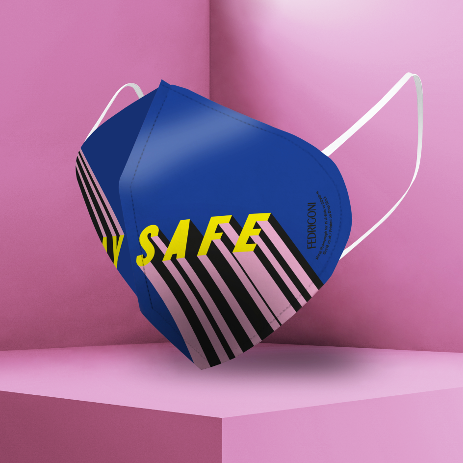 Face mask by Morag Myerscough