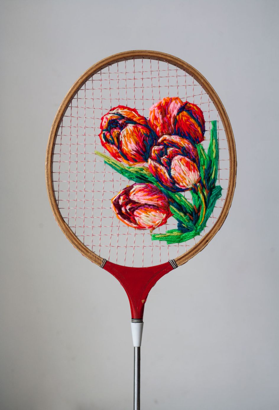 What a Racket: Threaded artworks woven into old badminton rackets ...