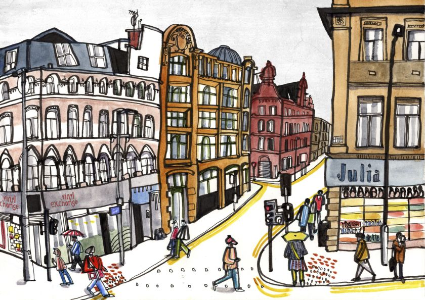 Urban sketcher Len Grant captures the quirky charm of Manchester's Northern Quarter