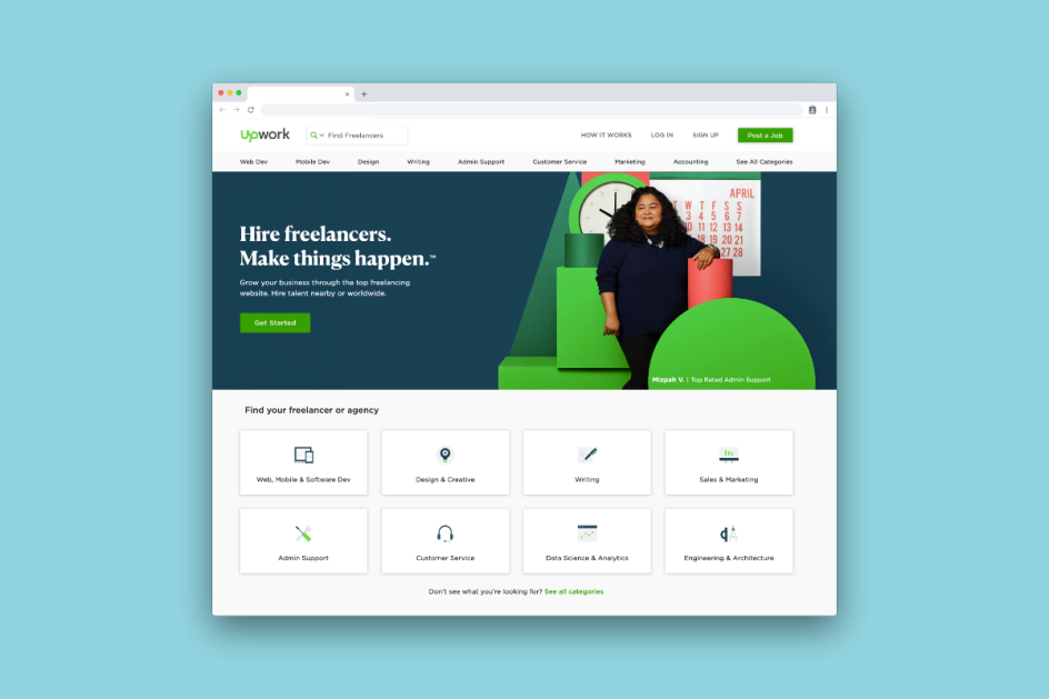 Jobs board, UpWork is one we'd like to highlight