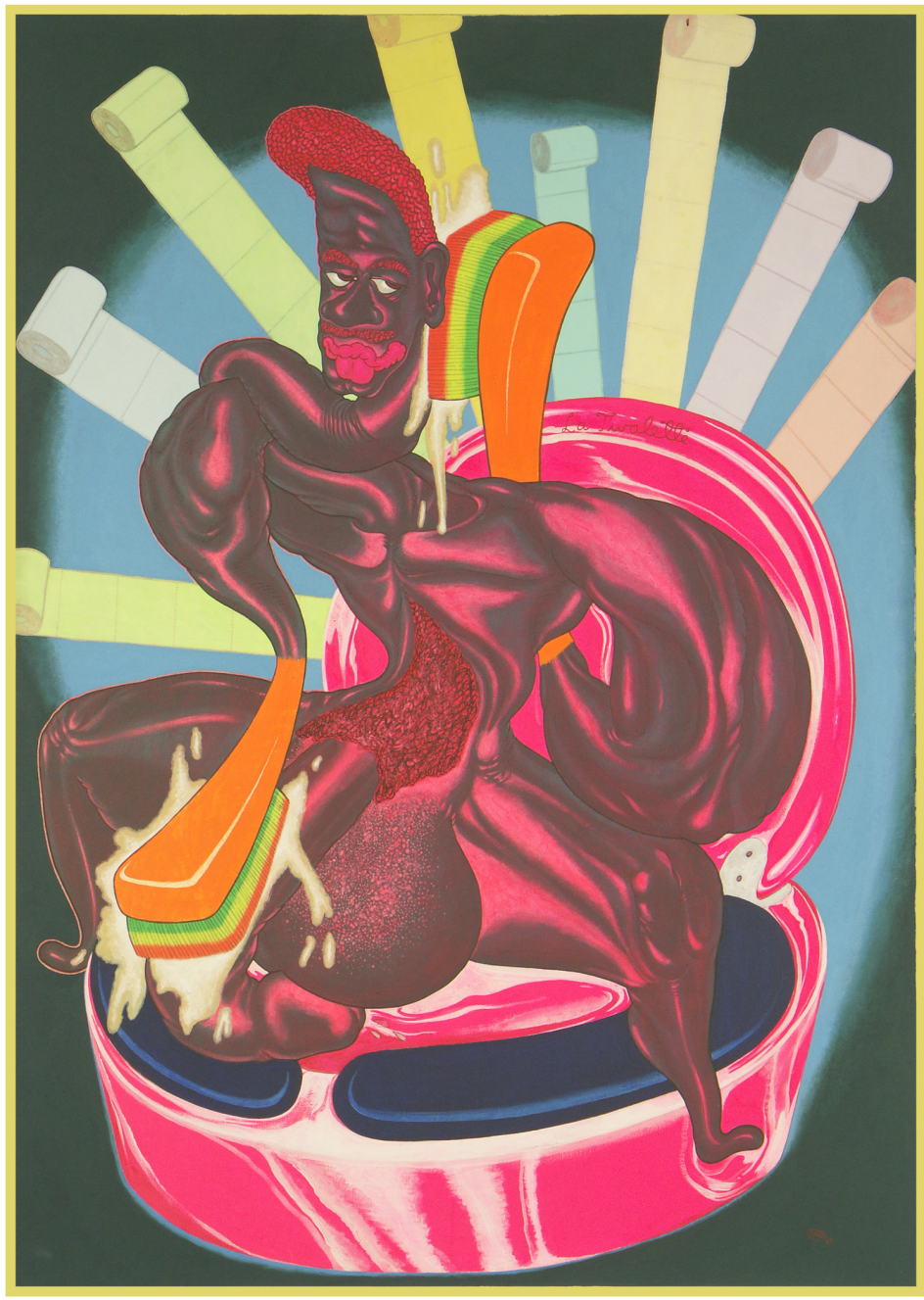 Peter Saul, La twalette, 1969, huile sur toile, 176 x 120 x 3 cm. Collection [mac] musée d’art contemporain, Marseille, ©Peter Saul; photo: Jean-Christophe Lett ; courtesy [mac]