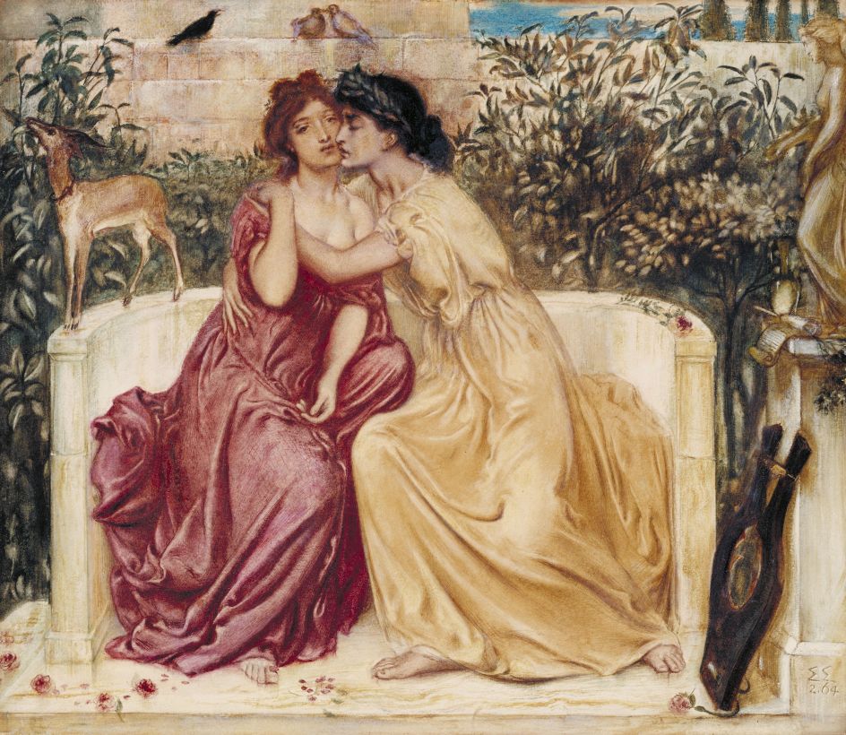 Simeon Solomon 1840-1905  Sappho and Erinna in a Garden at Mytilene   1864  Watercolour on paper   330 x 381 mm   Tate. Purchased 1980