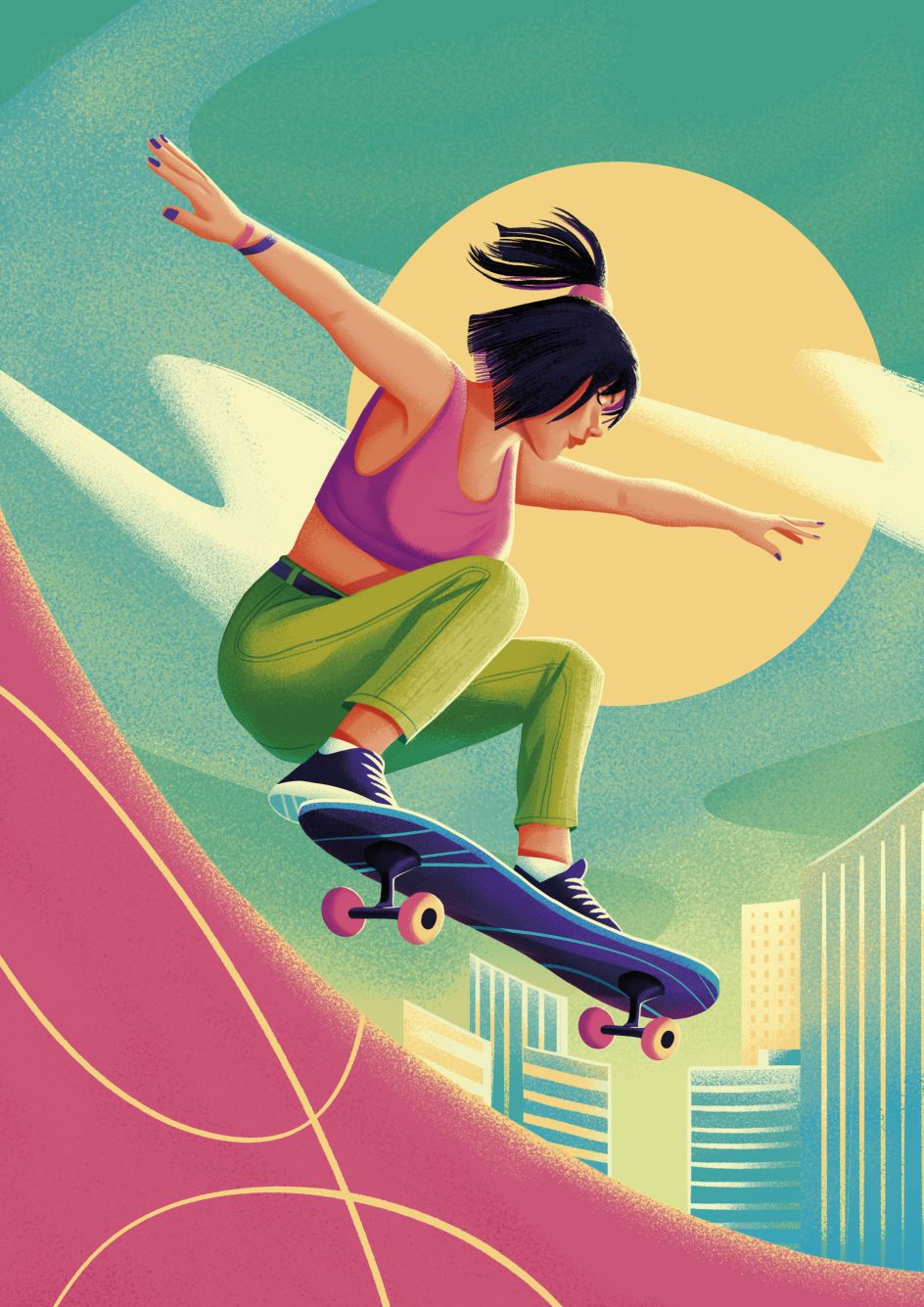 Loud pinks and greens bring energy to Andressa Meissner's work.