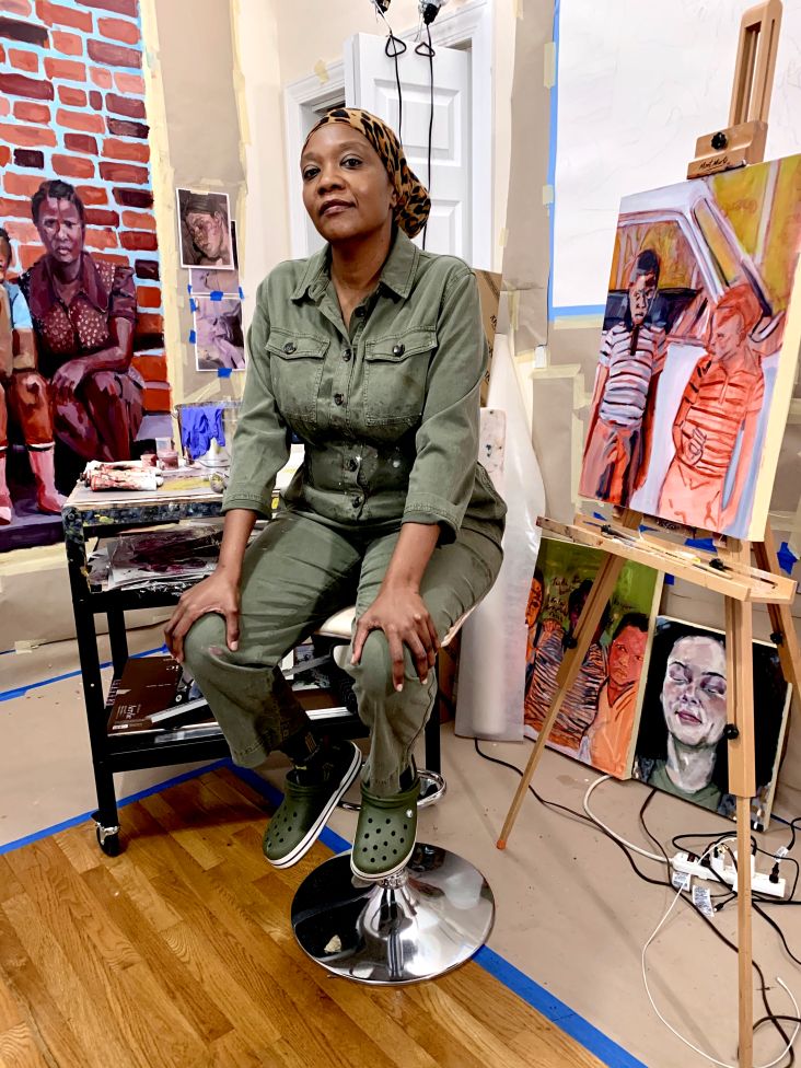Wangari Mathenge in her studio, 2020 Courtesy of the artist and Roberts Projects, Los Angeles, CA Photo by Maina Mucoki