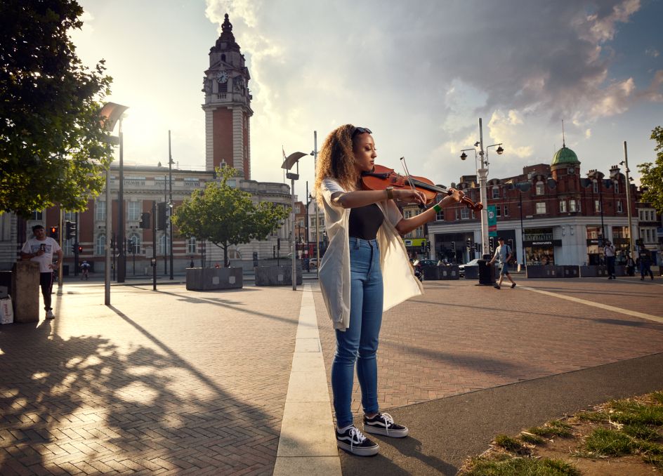 Natalia Senior-Brown - Viola, Windrush Square, opposite Lambeth Town Hall © Michael Wharley