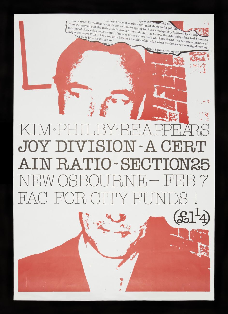 Poster designed by Jon Savage advertising Joy Division, A Certain Ratio and Section 25 for show at New Osbourne Club - Fac for City Funds © The Board of Trustees of the Science Museum