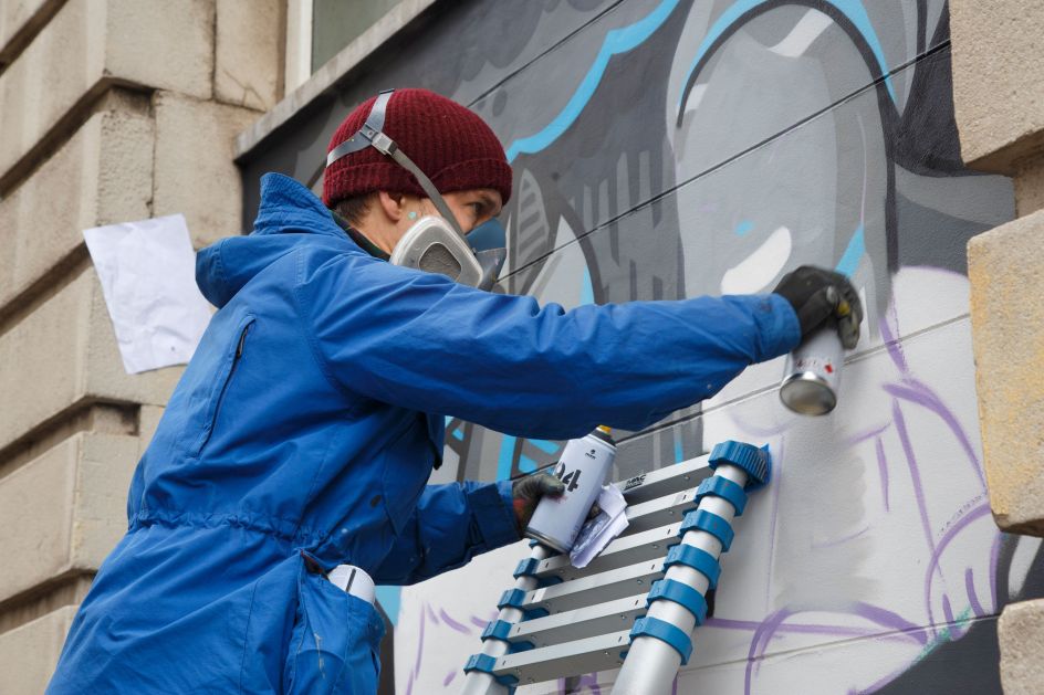 Work by Hammo at Ellis Brigham Mountain Sports, Castlefield. Photograph by David Oates