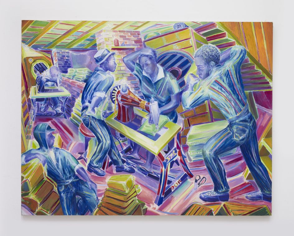 Denzil Forrester, ‘Family Living’, 2004. Oil on canvas, 142.6 x 183cm (56 1/8 x 72 1/8in). Copyright Denzil Forrester. Courtesy the artist and Stephen Friedman Gallery, London