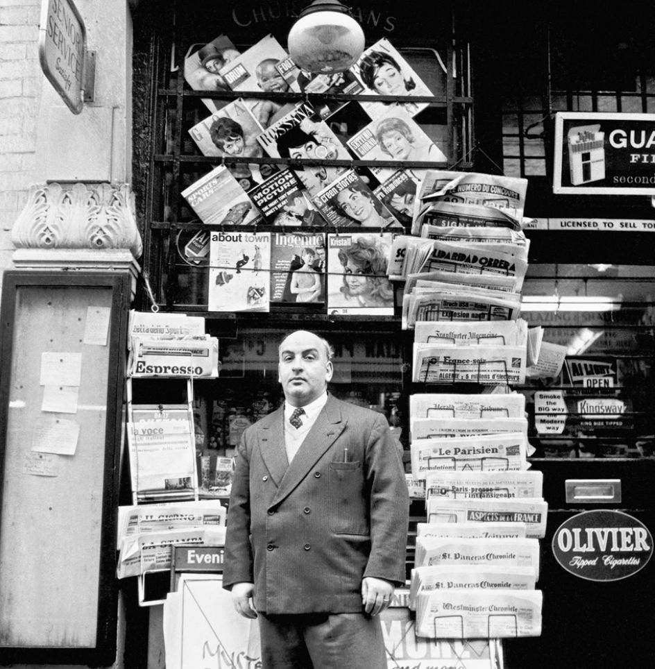 Tony Abbro, newsagent, Old Compton Street, December 1960