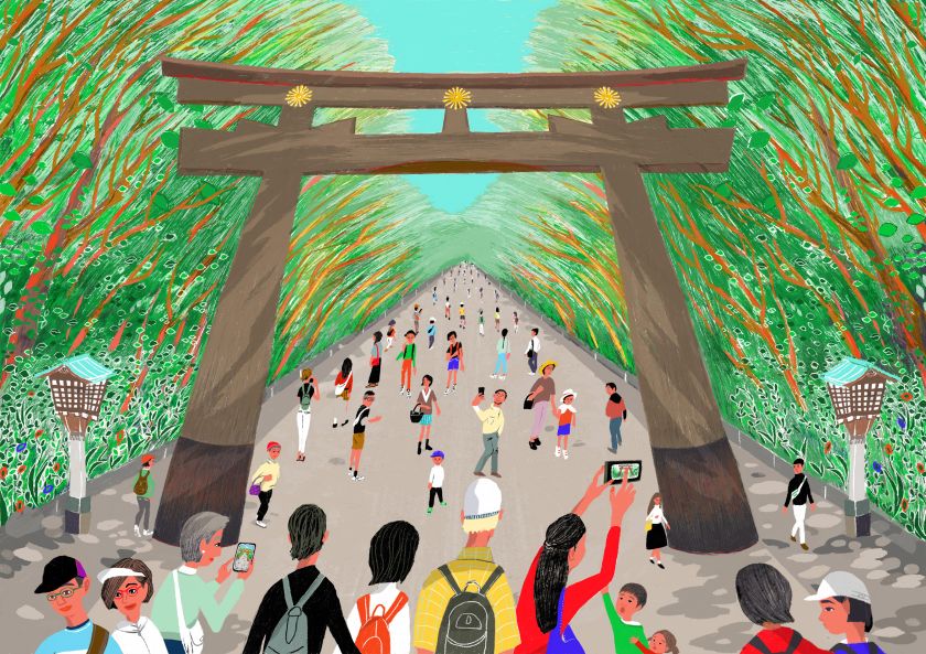 Yuki Uebo's crowded illustrations are inspired by the hustle and bustle of Tokyo life