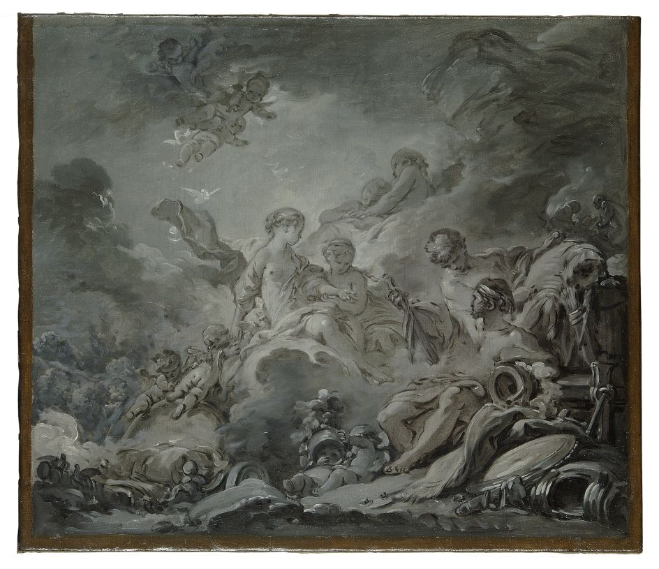 François Boucher (1703–1770) Vulcan’s Forge (Vulcan presenting Venus with Arms for Aeneas), 1756 Oil on canvas, 38 × 43 cm Musée des Arts décoratifs, Paris, 36231