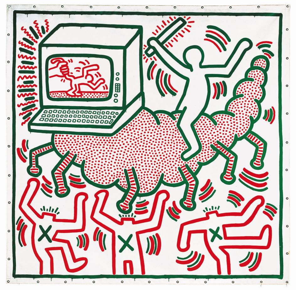 Keith Haring, 1958–1990 Untitled 1983 Vinyl paint on tarpaulin 3068 x 3020 mm Collection of KAWS
