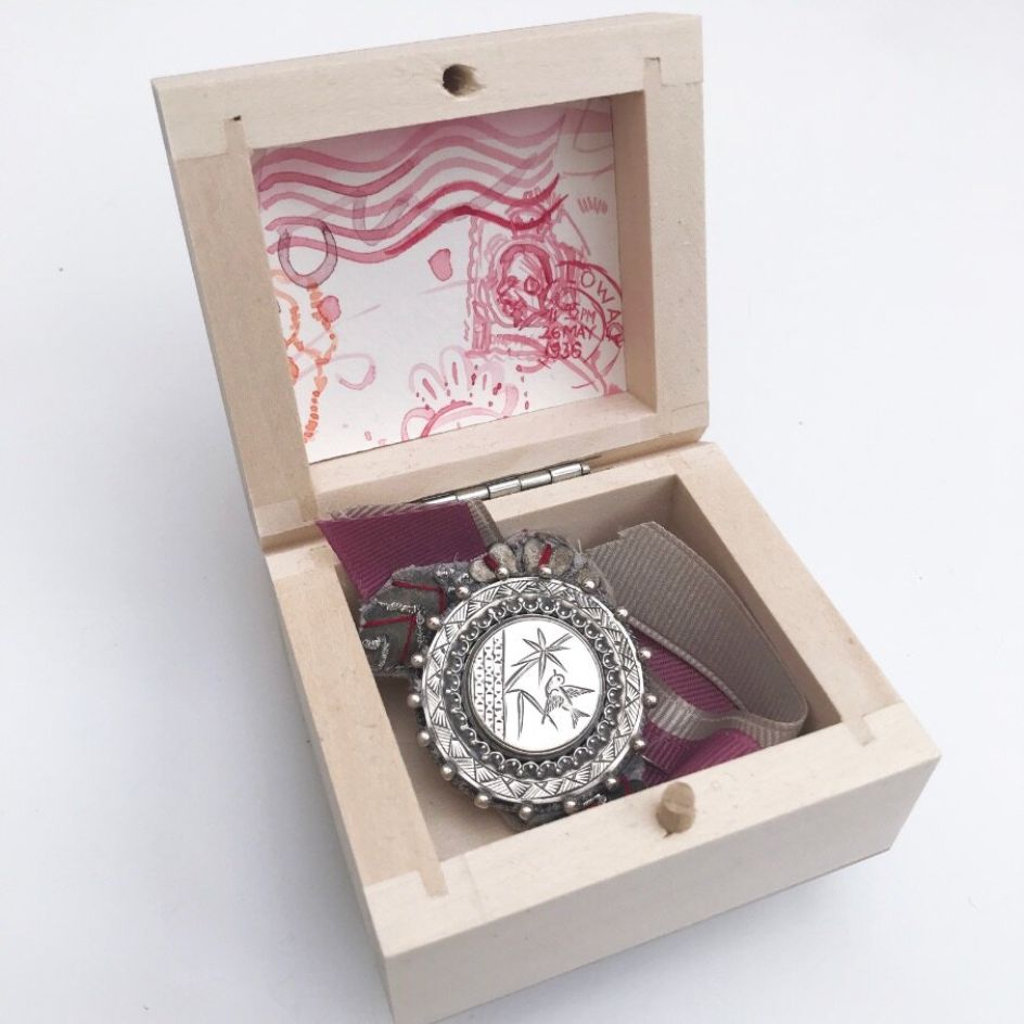 Victorian brooch with hand-painted illustration by Niki Groom