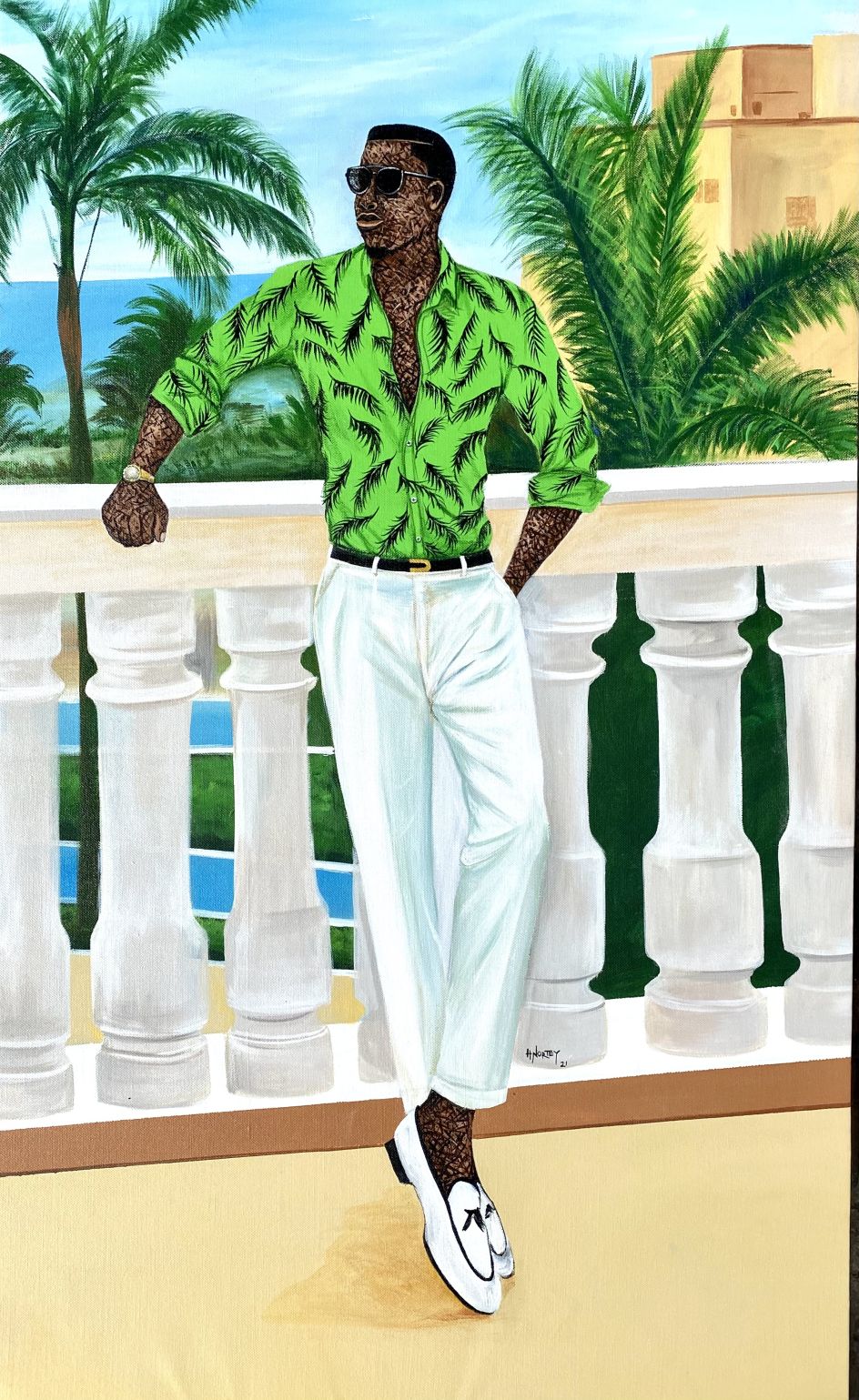 Hamid Nii Nortey, “Self confidence is the best outfit , rock it and own it”, 2021. Acrylic on canvas. Courtesy of the artist and of ADA contemporary art gallery