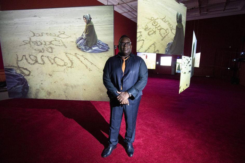 Artist Isaac Julien, CBE, RA unveils the UK Premiere of his work Lessons of Hour at the Scottish Gallery of Modern Art as part of Edinburgh Art Festival 2021. Credit Duncan McGlynn