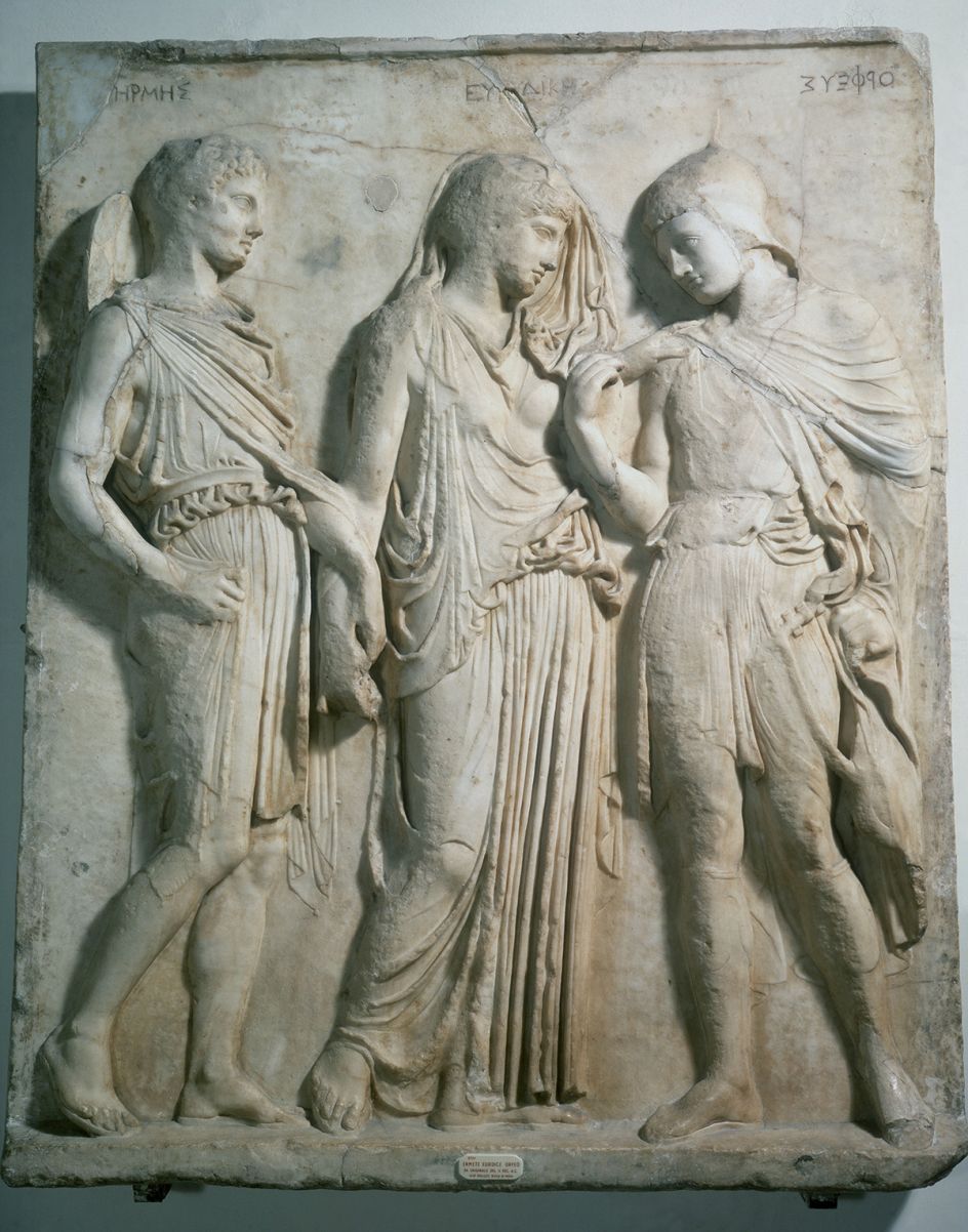 Artist Unknown, Orpheus and Eurydice, 1st-century AD copy of 5th-century BC Greek original, marble, 118 x 100 cm (461⁄2 x 391⁄2 in), Museo Archeologico Nazionale, Naples. Picture credit: Shutterstock: Alinari