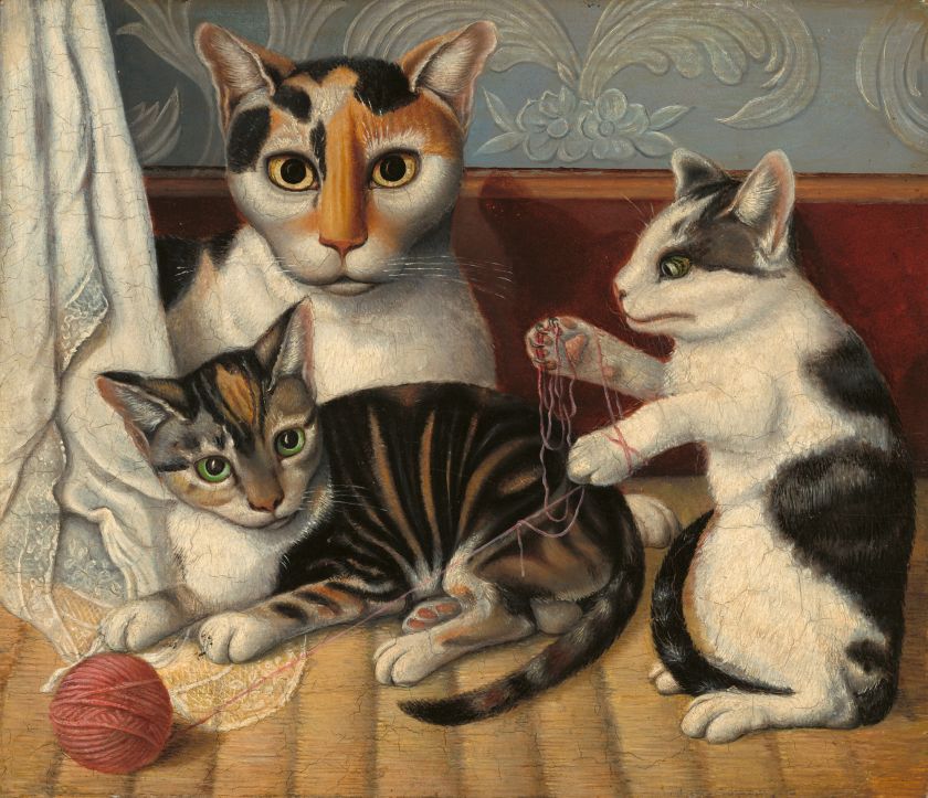 Cat and Kittens, by Anonymous, c. 1872-83