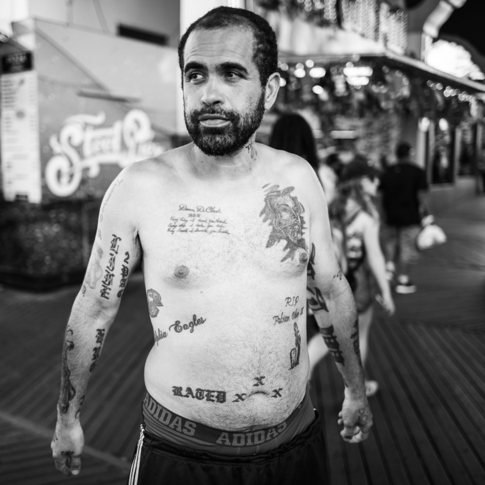 Frankie came to Atlantic City looking for work in the building trades.  Photographed on the Boardwalk. © Timothy Roberts