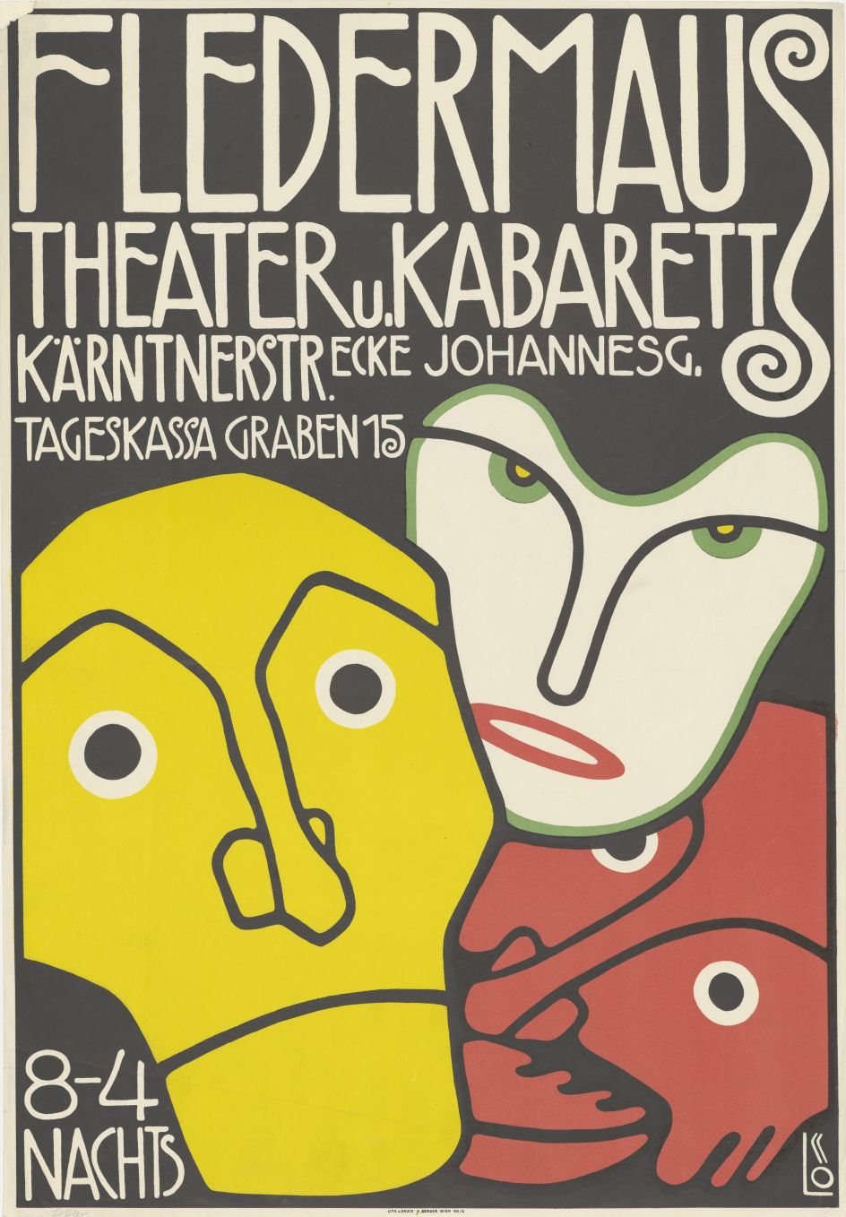 Bertold Löffler Poster for the Cabaret Fledermaus, 1907 Lithograph The Albertina Museum, Vienna © The Albertina Museum, Vienna