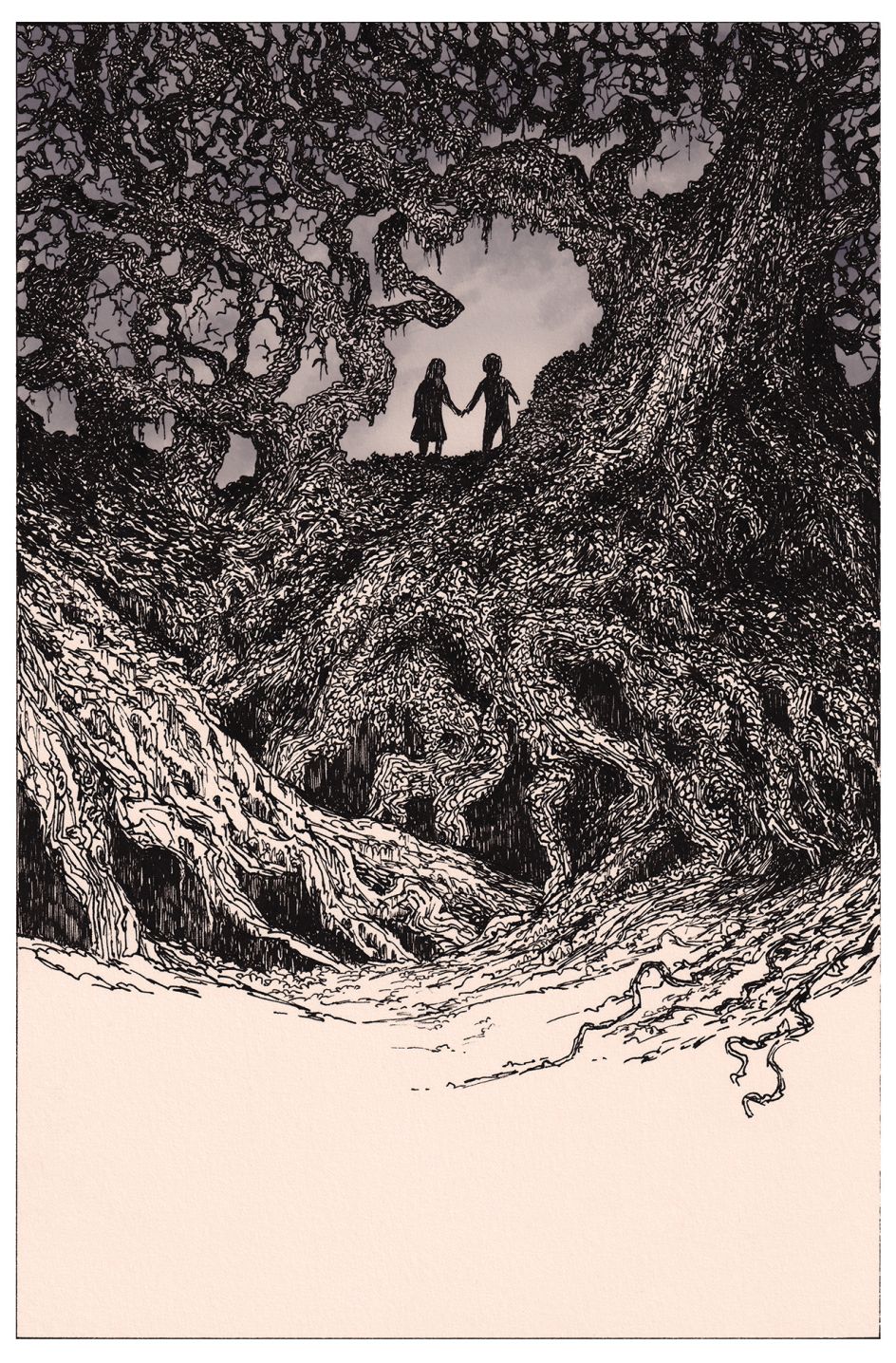 The finished cover and original artwork for The Haunted Wood