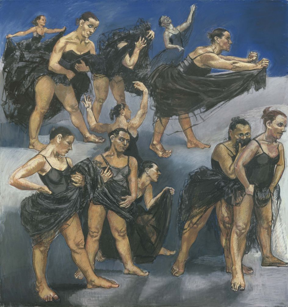 Paula REGO (b. 1935) Dancing Ostriches, 1995, (left-hand panel of diptych) Pastel on paper mounted on aluminium, left panel, 162.5 x 155 cm Collection: Private Collection © Paula Rego, courtesy Marlborough, New York and London