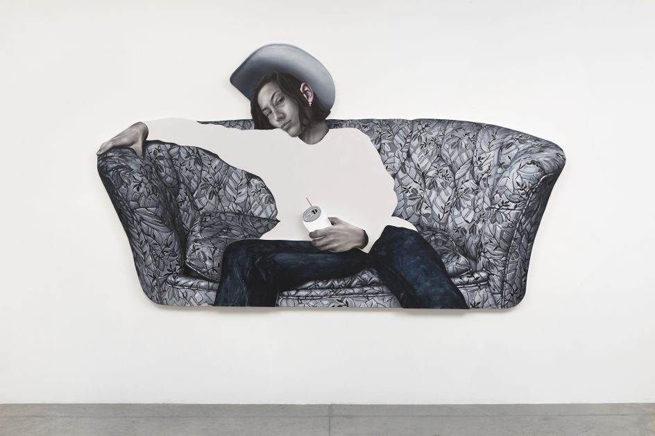 Chloe Chiasson, Shallow Be Thy Game, 2022. Oil, acrylic, resin, wire, canvas on shaped panel. 65 1/2 x 117 1/4 x 8 1/2 inches, 166.5 x 298 x 21.5 cm. Photo: Thomas Mueller