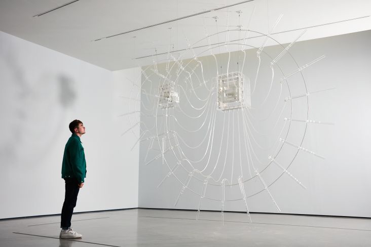 Installation shot of Cerith Wyn Evans in The Hepworth Prize for Sculpture. 26 October 2018 - 20 January 2019. Photo, Stuart Whipps
