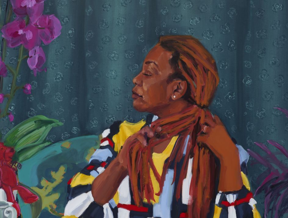 Detail: The Ascendents XV, 2021, oil on canvas. Courtesy the artist and Pippy Houldsworth Gallery, London. © Wangari Mathenge 2021 Photo: Brian Griffin