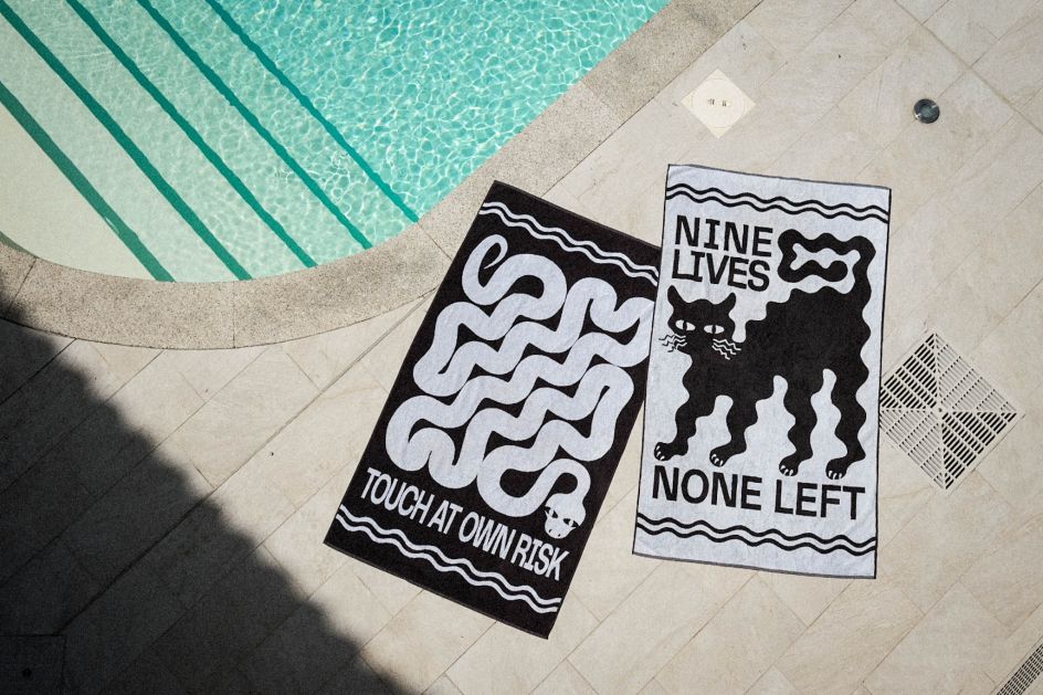 Two Alex Khabbazi-designed beach towels via Yod&Co