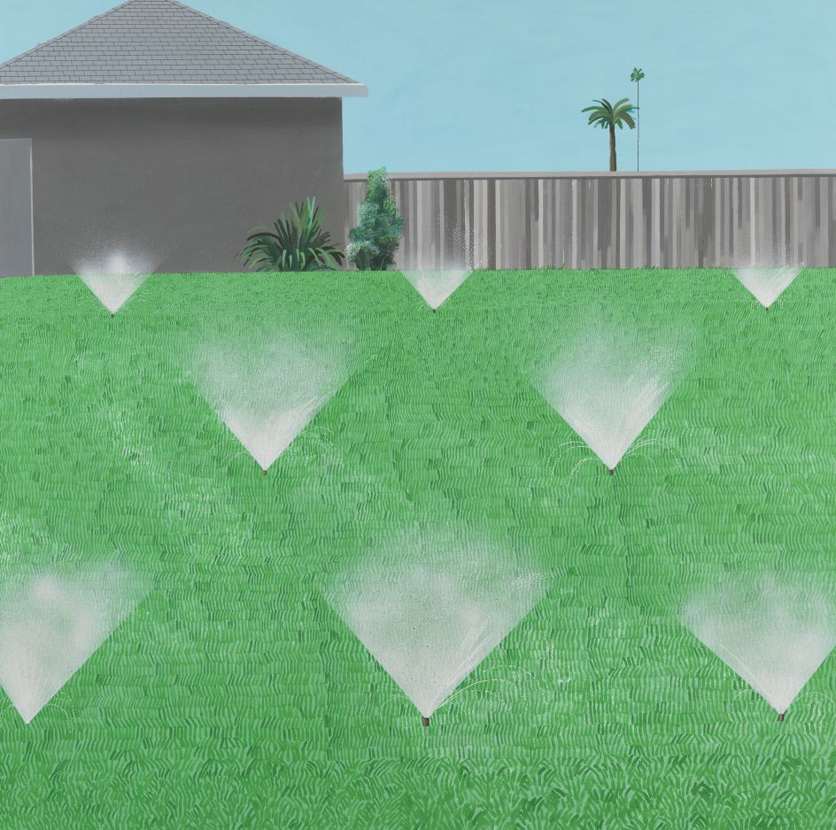 David Hockney – A Lawn Being Sprinkled, 1967. © David Hockney Photo Credit: Richard Schmidt