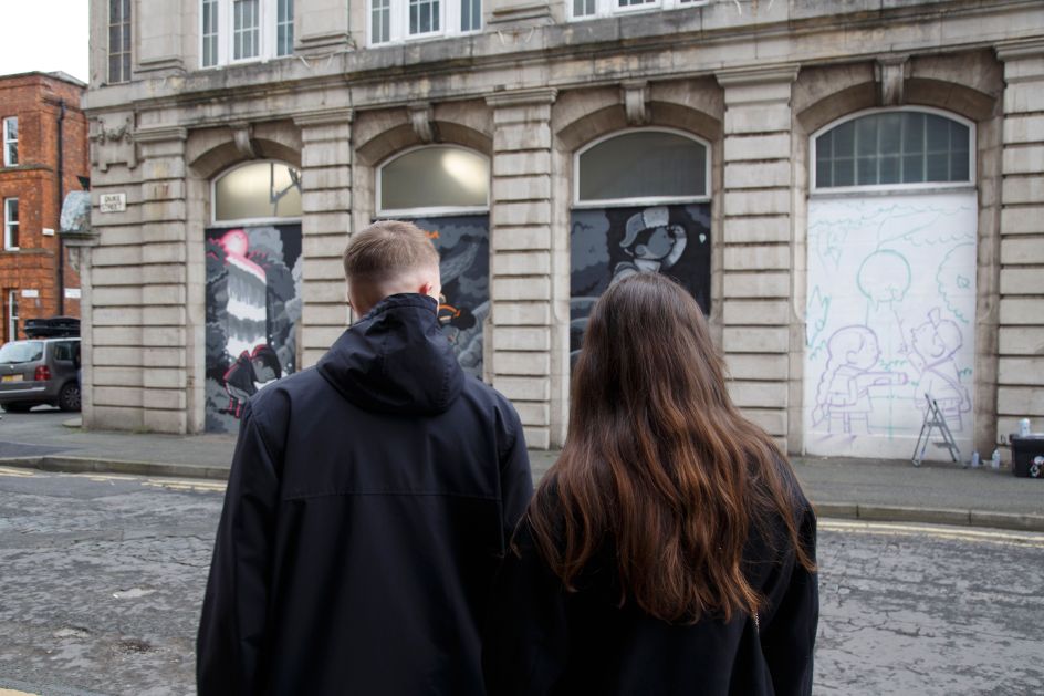 Work by Hammo at Ellis Brigham Mountain Sports, Castlefield. Photograph by David Oates