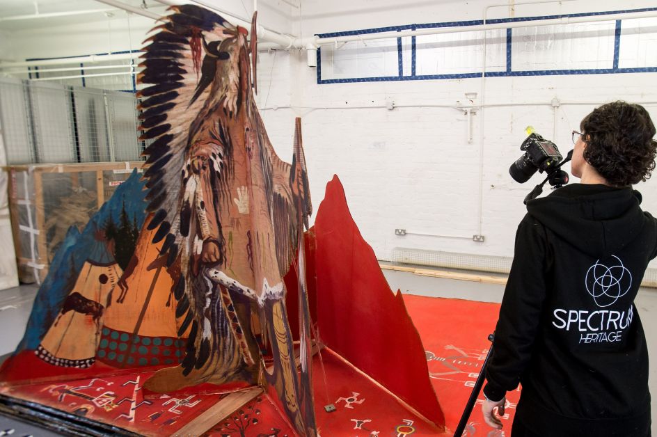 A virtual 3D model of the stage set in the making