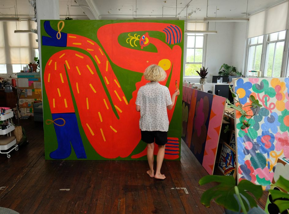 This hand-painted piece, titled 'Feeling Fabulous' was created in response to World Pride Sydney 2023