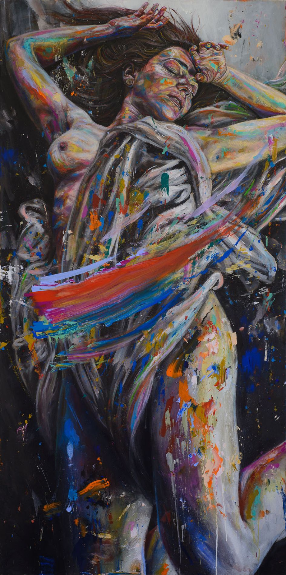 ‘Yesterday’s Snow’ acrylic and spray paint on canvas 100cm x 200cm