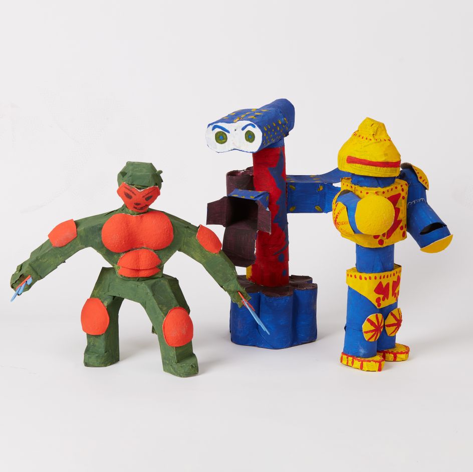 Nuclear Radiation War, HM Prison Winchester, Space Station Sixty-Five Platinum Award for Sculpture,  card, lollipop sticks, newspaper, paint and toothbrush