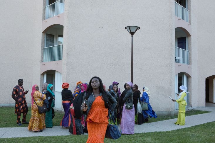 Girls celebrating a wedding party at the building yard. Deuil-la-Barre, Ile de France From the series ‘First Generation’ © Carolina Arantes