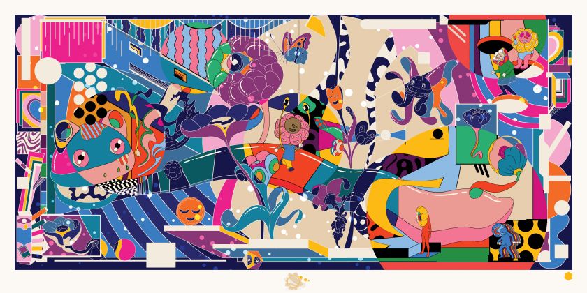 Lake Shore Drive II (Night) Giclee on 300gsm 100% cotton paper with screen printed gold embellishment, 40x20