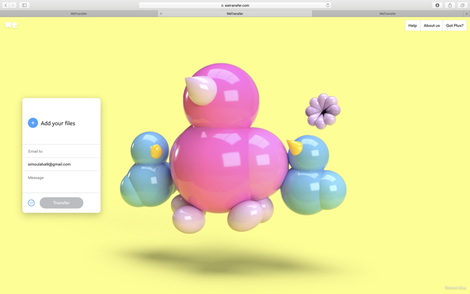 Simoul Alva, experiments in 3D, as presented on WeTransfer