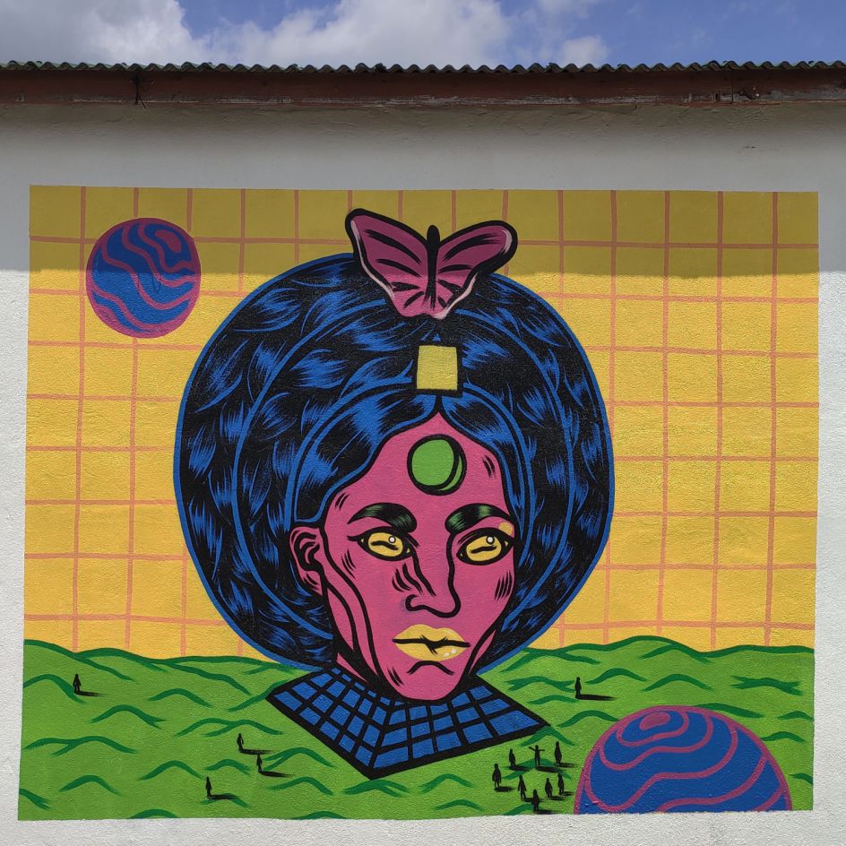 Mural made during the Museum Next Door residency at Jeju Island, South Korea © Osheen Siva