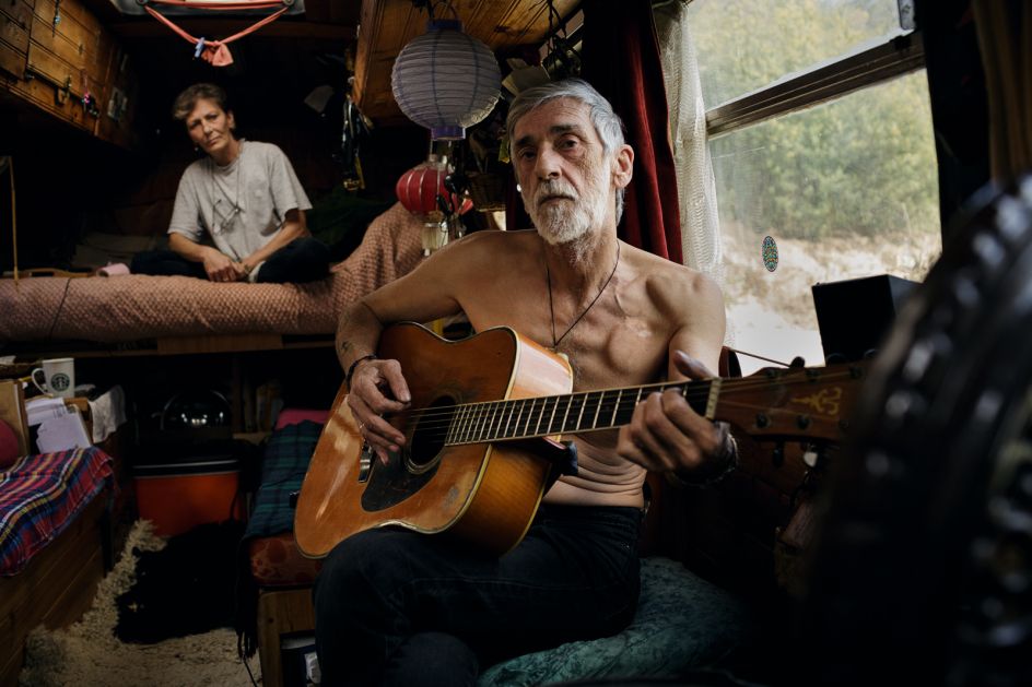 Peter has been living in a van and travelling for the last 28 years with his partner. He has had many heart attacks and now has been fitted with a defibrillator by Spanish doctors. He says that European countries are a lot more open to the travelling lifestyle.