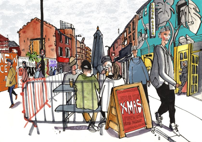 Urban sketcher Len Grant captures the quirky charm of Manchester's Northern Quarter