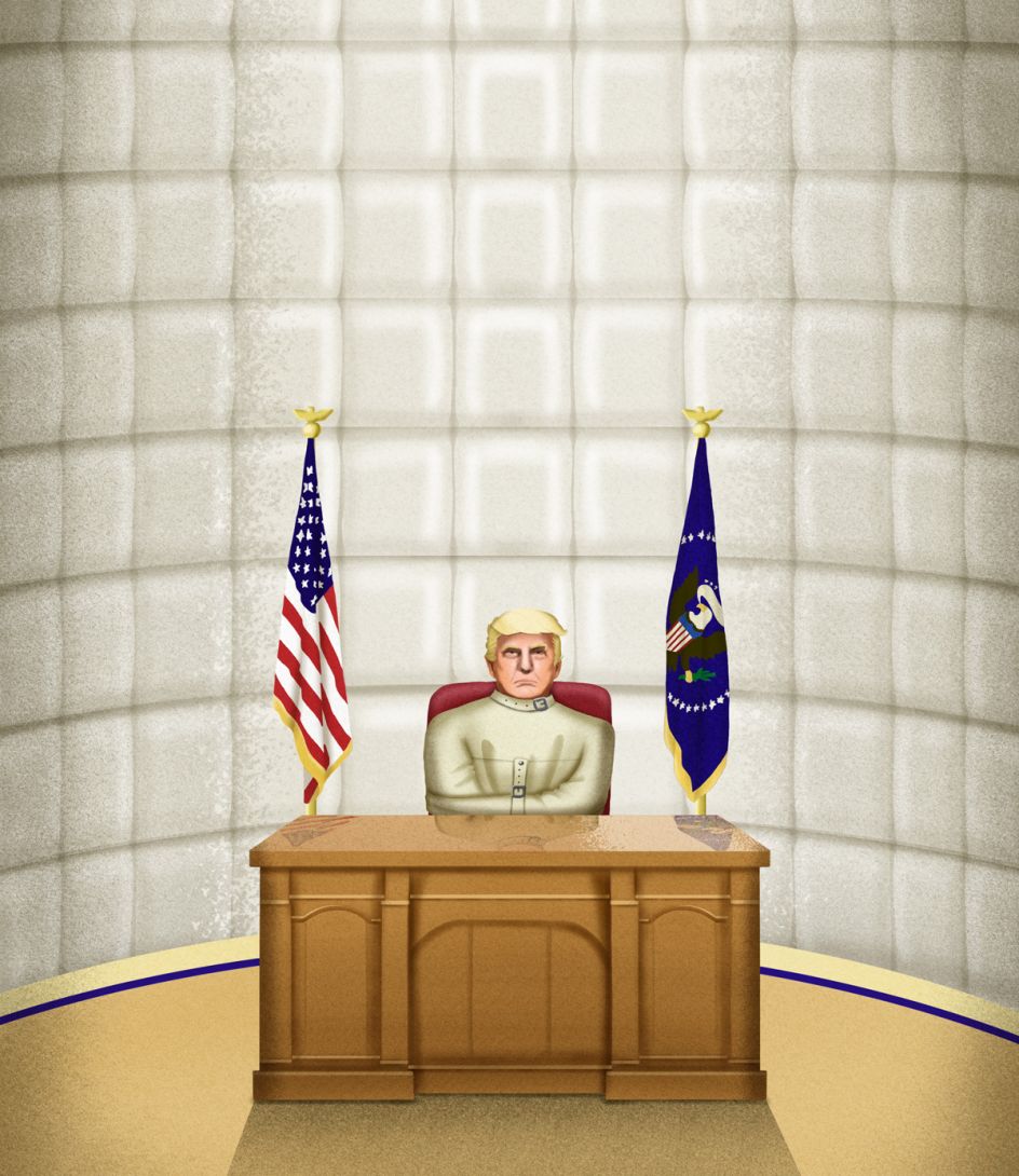 Illustration for The Washington Post Opinion section about Trump's mental health.